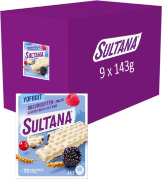 Sultana - Tussendoortje - YoFruit Bosvruchten fruitbiscuit - 9 x 143 gram voor €15,06