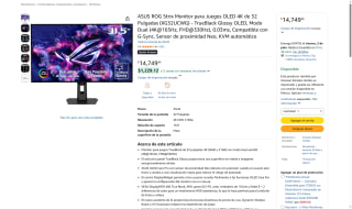 Monitor ASUS ROG Strix OLED 4K por $13,559 | Amazon