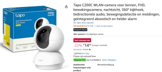 Tapo C200C WLAN-camera voor binnen voor €14,90 bij Amazon