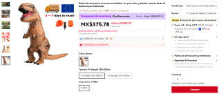 Disfraz T-Rex inflable por $458 | Oferta AliExpress