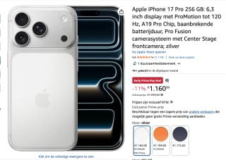 Apple iPhone 17 Pro 256GB voor €1160 bij Amazon