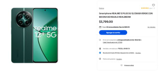 Realme 12 Plus 5G 12GB 256GB Verde por $3,799 | Walmart