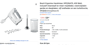 Bosch MFQ36470 ErgoMixx - Handmixer voor €29,99 bij Amazon