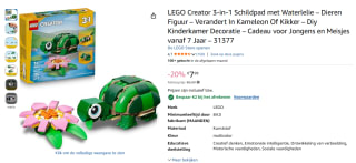 LEGO Creator 3-in-1 Schildpad met Waterlelie 31377 voor €5,99 bij Amazon