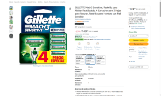 Rastrillo GILLETTE Mach3 Sensitive por $149 | Oferta Amazon