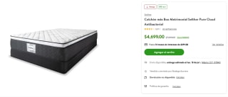Colchón + Box Matrimonial Selther Pure Cloud Antibacterial en $4,699 | Bodega Aurrera