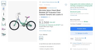 Bicicleta Veloci Heart Beat 20" por $2,569 | Mercado Libre