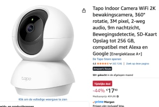 TP-Link Tapo C210 - Pan / Tilt Home Security Wi-Fi - IP Camera voor €17,90 bij Amazon