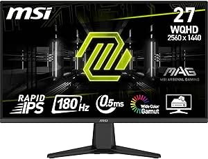 MSI MAG 275QF 27-Inch WQHD 2560x1440 Gaming Monitor - Rapid IPS, 180Hz, 0.5ms, HDR r