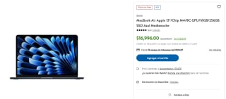 MacBook Air 13" M4 256GB por $16,996 | Sam's Club