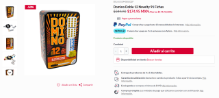 Domino Doble 12 Novelty 91 Fichas por $175 | DelSol