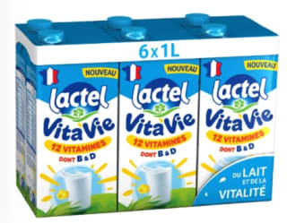 Pack de 6 Briques de Lait Demi Écrémé Vitaminé Lactel à 7,08€
