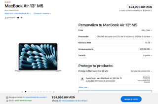 MacBook Air 13" M5 16GB 512GB por $19,975 | MacStore (Banorte)