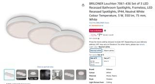 BRILONER LED inbouwspots 3 stuks voor €7,50 bij Amazon.de