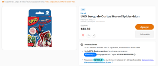 UNO Juego de Cartas Marvel Spider-Man por $34 | Chedraui