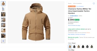 Chamarra Táctica Militar Térmica Impermeable por $399 en Mercado Libre