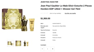 Jean Paul Gaultier Le Male Elixir + Shower Gel por $1,950 | Magna Perfumes