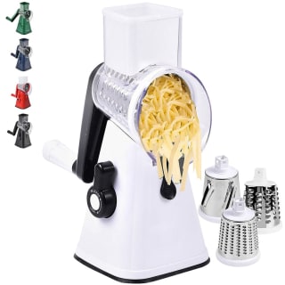 Spin Slice Master 3-in-1 Rotary Cheese Grater / Vegetable & Fruit Slicer (White / Nav