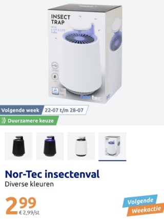 Nor-Tec insectenval in diverse kleuren voor €2,99 bij de Action