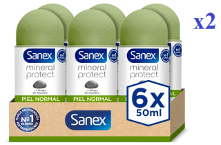 2 Packs de 6 uds de 50ml de Sanex Mineral Protect Roll-On por 13.61€