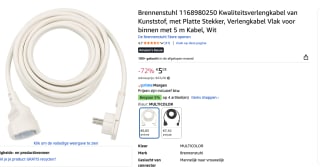 Brennenstuhl verlengkabel 5m platte haakse veiligheidsstekker voor €5,03 bij Amazon