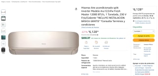 Hisense ARU122NFW aire acondicionado split 12,000 BTU por $6,129 en Amazon