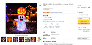 DOXASIK Calabaza fantasma inflable 1.5 m por $299 en Amazon