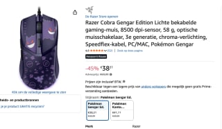 Razer Cobra Gengar Edition muis voor €45,84 bij Amazon