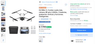 Dron DJI Mini 3 Combo por $7,199 | Oferta Mercado Libre