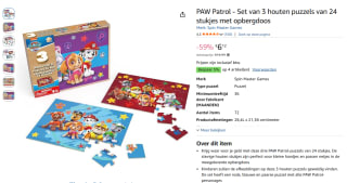 PAW Patrol Set van 3 houten puzzels van 24 stukjes voor €6,12 bij Amazon