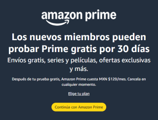 Membresía Amazon Prime Anual por $449 en Amazon