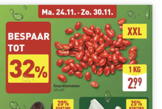 Snacktomaten 1kg voor 2,99 euro ( vanaf 24 november )