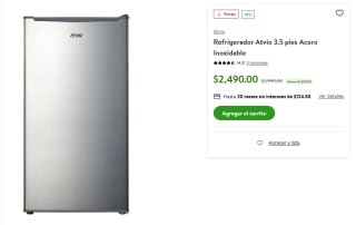 Frigobar Atvio 3.5 pies Acero Inox por $2,490 | Bodega Aurrera