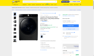 Lavadora Samsung 22kg por $11,969 | Mercado Libre (Banamex MSI)