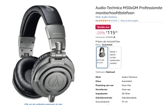 Audio-Technica M50xGM Professionele monitorhoofdtelefoon voor €115,29 bij Amazon
