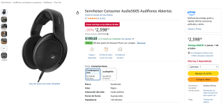 Audífonos Sennheiser HD 560S por $2,398 en Amazon