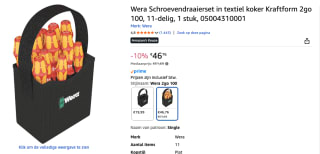 Wera Kraftform 2go 100 schroevendraaier set voor €46,76 bij Amazon