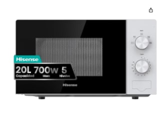 Microondas Hisense H20MOWP1 de 20L Blanco por 58,65€