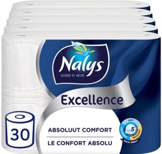 30 rollen Nalys Excellence 5-laags maxi-vel toiletpapier voor €11,48 bij Plein
