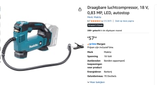 Makita Luchtpomp DMP180Z voor €57,94 bij Amazon
