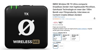 Rode Wireless ME TX - Cameramicrofoon voor €46,70 bij Amazon