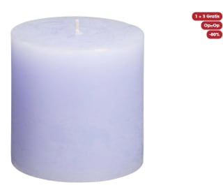 1+3 gratis op Kaars Rustiek Lila 10x10 cm bij Kwantum