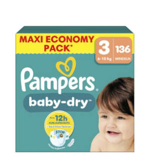 Couches Bébés Baby-Dry 6-10kg Taille 3 PAMPERS à 34,90€