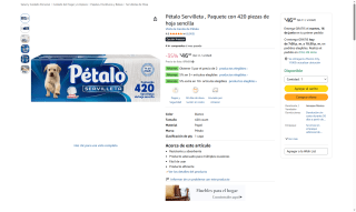 Servilletas Pétalo 420uds por $30 | Oferta Amazon