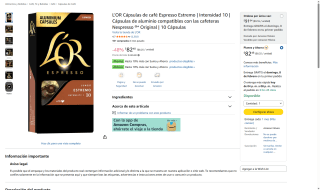 Cápsulas L'OR Espresso Estremo 10 Unidades por $82 | Amazon