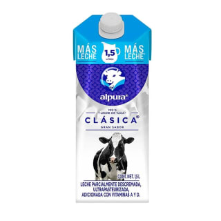 Leche Alpura Clásica Entera 1.5 L por $95 en Soriana