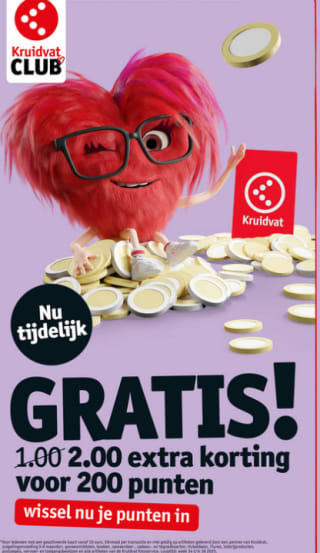€2 korting bij inwisselen van 200 spaarpunten bij Kruidvat