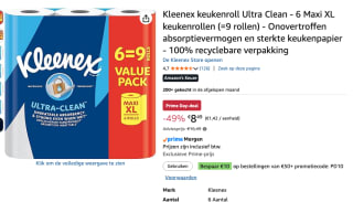 Kleenex keukenroll Ultra Clean - 6 Maxi XL keukenrollen (=9 rollen) voor €8,49