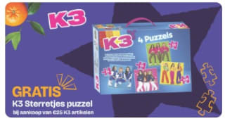 Gratis puzzel K3 Sterretjes 4-in-1 vanaf €25 aan K3-artikelen bij Dreamland