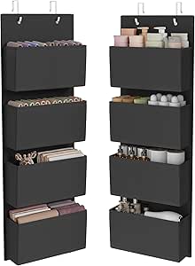 SONGMICS Over Door Storage Organiser – Set of 2, 8 Pockets, 5kg Capacity, Ink Black